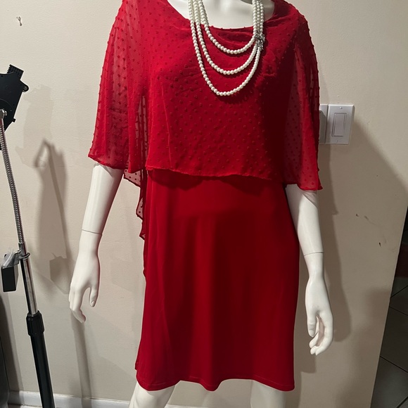 glamour nights red cape dress/size 14/nwt - Picture 7 of 15